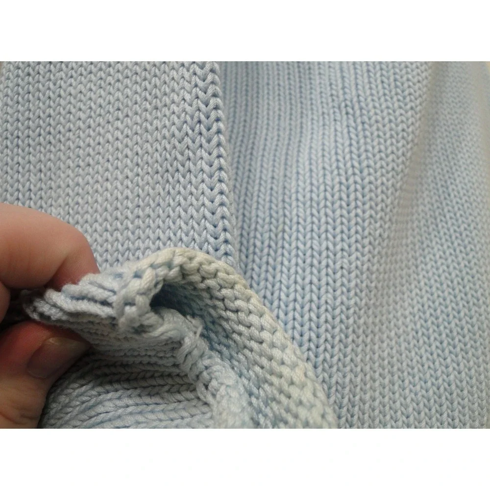Eileen Fisher Woman Tight Knit Crochet Baby Blue‎ Pullover Sweater Large Petite
